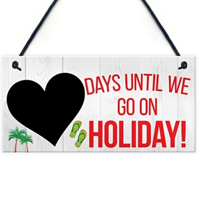 Image of RED OCEAN Chalkboard Countdown Days Until Holiday Hanging Sign Plaque Family Doorsign Gift