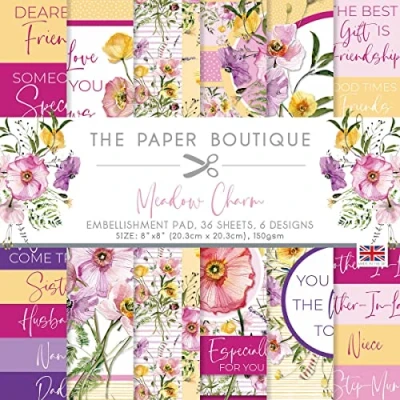 Image of Creative World of Crafts The Paper Boutique Meadow Charm Embellishments Pad, Multicoloured, 8 x inches