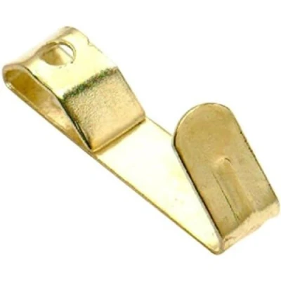 Image of Merriway BH04780 (10 Pcs) EB Brass Plated Small No. 1 Single Picture Mirror Hanging Hook 20 lb Pack of 10 Pieces , Yellow