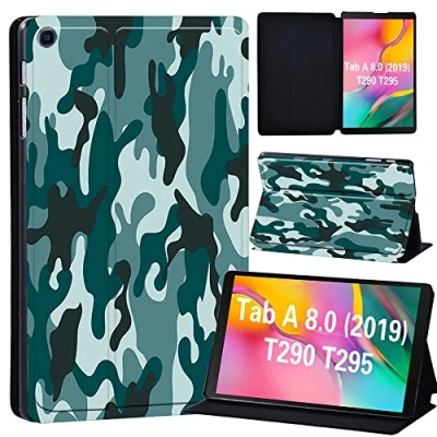 Image of FINDING Case Galaxy Tab A 8.0 2019 T290 T295, Slim Light Cover Stand Hard Shell Folio for inch Tablet Model SM (Wi Fi) T295 (LTE) (grey camouflage)