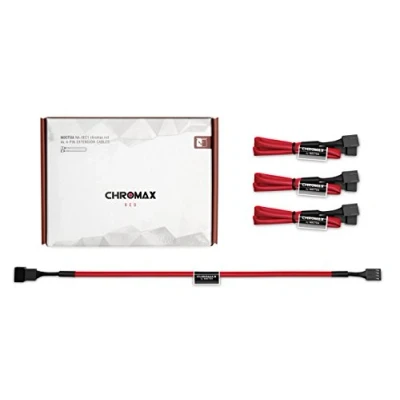 Image of Noctua NA SEC1 chromax.red, 3 Pin/4 Pin Extension Cables (30cm, Red)