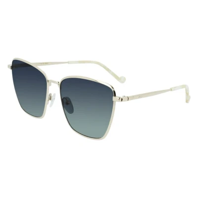 Image of Liu Jo Woman LJ145S 718 Sunglasses Metal Gold Blue Squared Shaded