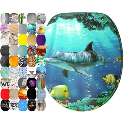 Image of Sanilo Toilet Seat, Great Range of Colorful Seats, Stable Hinges, Easy to Mount (Dolphin)