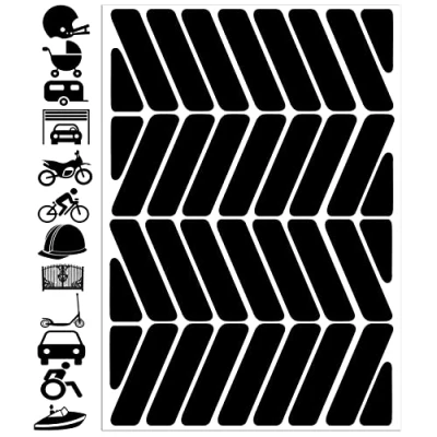 Image of Biomar Labs® Reflectors Reflective Stickers Film Black Sheet (Pack of 36) Self Adhesive Safety Sticker D 78