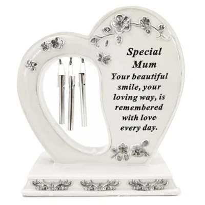 Image of Angraves Special Mum Graveside Memorial Wind Chime Heart Grave Plaque Ornament Decoration Cemetery