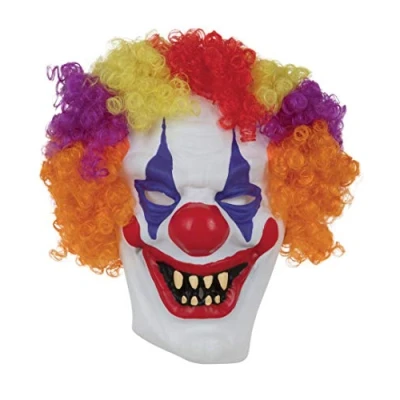 Image of Bristol Novelty BM529 Scary Clown Mask with Hair, Unisex Adult, Multicolor, One Size