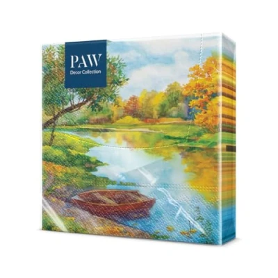 Image of PAW Napkins 3 ply (33 x 33 cm) I Pack of 20 Perfect for Birthdays, Parties, Weddings, Communion and Celebrations Table Decoration Colourful Paper Watercolour River Bot Riverside