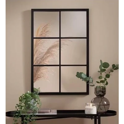 Image of DEENZ Window Style Wall Mirror Durable Frame Indoor/Outdoor Living Collection Rectangular 50X76Cm (Black)