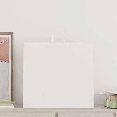 Image of vidaXL Paper Bags 250 pcs with Handles White 54x15x49 cm