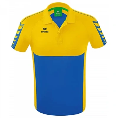 Image of Erima Men&#039;s Six Wings Sport Polo, New Royal/Yellow, XL