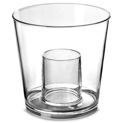 Image of Elite Polycarbonate Bomb Shot CE 4.4oz / 125ml Sleeve of 12 Cups, Jager Reusable Shots, Plastic Glasses 25ml with 100ml Chaser