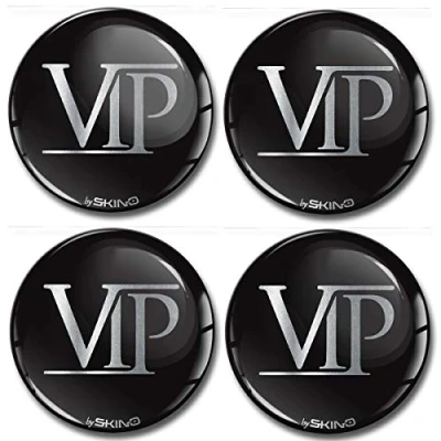 Image of Biomar Labs® 4 x 68mm 3D Domed Car Wheel Centre Rims Hub VIP Stickers Decals For Caps Vehicle Auto Tuning Emblem A 6368