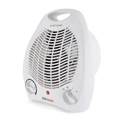 Image of STAYWARM® 2000w Upright Fan Heater with 2 Heat Settings / Cool Blow Variable Thermostat Frost Watch Protection Overheat GS Safety Approved F2001WH White