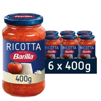 Image of Barilla Creamy ricotta Pasta Sauce with 100% Italian tomatoes and Cheese no added preservatives, Pack of 6 x 400g
