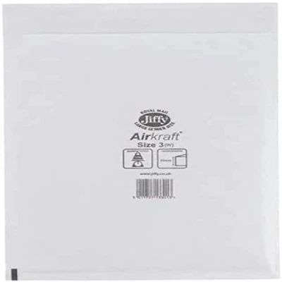 Image of 50 White Jiffy Airkraft Postal Bags Size 3 ( 220x320mm) Bubble lined Peel and Seal