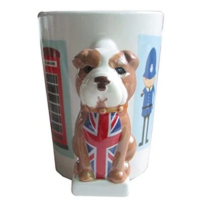 Image of Puckator London British Bulldog Shaped Handle Ceramic Coffee Mug, Food Safe, Decorative Gift Box, Home Kitchen Office, Tea Hot Chocolate