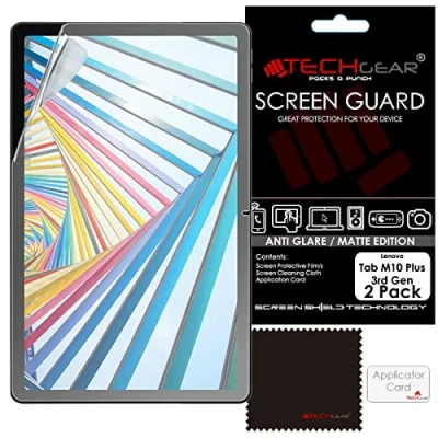 Image of TECHGEAR [Pack of 2 Anti Glare/Matte Screen Protectors for Lenovo Tab M10 Plus 3rd Gen 2022 (10.6 Inch screen) TB125 / TB128 Matte Protector Covers + Cleaning Cloth &amp; Applicator Card