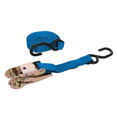 Image of Silverline Ratchet Tie Down Strap S Hook 4.5m x 25mm Rated 250kg Capacity 500kg