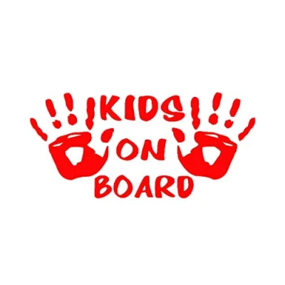 Image of Porfeet Car Sticker, Kids on Board Handprint Lovely Vehicle Reflective Decals Sticker Decoration Red