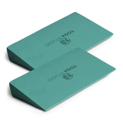 Image of Yoga Studio EVA Wedge Blocks 2 Pack (Pair) Slant Board Twin Calf Stretcher Lightweight Foam Mini Half Wedges Non Slip for Wrists and Hands (Teal)