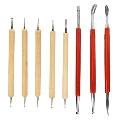 Image of 8Pcs Clay Sculpting Tools, Leather Craft Tool DIY Carving Stylus Modelling Splicing Embossing Spoon Kit Dotting for Art Crafts, Pottery, Sculpture