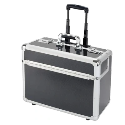 Image of Alumaxx Trolley Pilot Case Laptop Compartment 2 Combination Locks Silver Carbon Aluminium Ref 45129