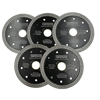 Image of DT DIATOOL Diamond Saw Blade 5PCS 4.5 Inch / 115mm Cutting Disc with Mesh Turbo for Porcelain Tile Marble Ceramic Granite