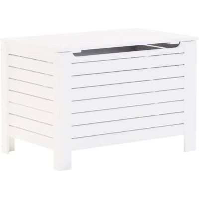 Image of vidaXL Solid Pine Wood Storage Box with Lid 100x49x54 cm White Wooden Blanket Chest Farmhouse Style for Living Room/Bedroom/Bathroom