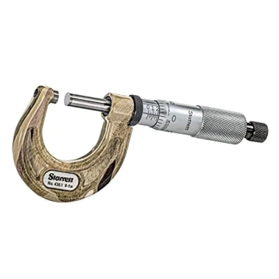 Image of Starrett T436.1XRL 1 Outside Micrometre, Ratchet Stop, Lock Nut, Carbide Faces, 0 1&quot; Range, 0.0001&quot; Graduation, +/ 0.00005&quot; Accuracy