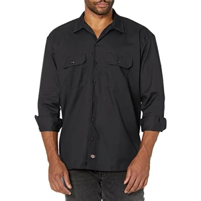 Image of Dickies Men&#039;s Long/S Work Shirt Workwear, Black, Medium