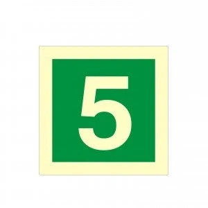 Image of Glow In The Dark Number 5 Sign 100mm x Rigid Plastic