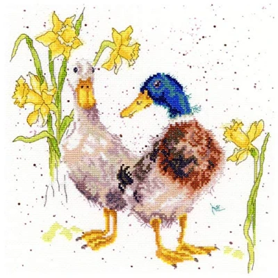 Image of Bothy Threads Ducks and Daffodils Counted Cross Stitch Kit 26x26cm XHD6