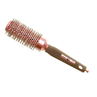 Image of Head Jog Pink Radial Brush. Ceramic Coating Barrel with Nylon Bristle &amp; Rubber Handle. Lightweight Durable Hair Brush for Hairdressing. Reduce Frizz Healthy Looking Hair.(25mm 60mm)