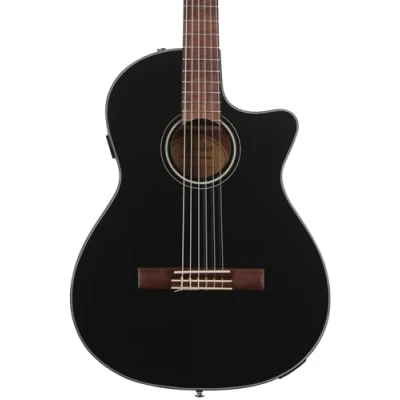 Image of Fender CN 140SCE Nylon Acoustic Guitar, Walnut Fingerboard, Black w/case, Comes with Free Virtual Lessons