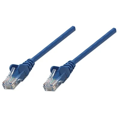 Image of Intellinet Network Patch Cable, Cat5e, 0.5m, Blue, CCA, U/UTP, PVC, RJ45, Gold Plated Contacts, Snagless, Booted, Polybag