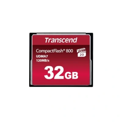 Image of Transcend 32GB CompactFlash 800 Memory Card, Up to 120/60 MB/s, Supports High Speed Ultra DMA Transfer Mode 7, Ideal for Resolution Full HD and 3D Video Recording TS32GCF800