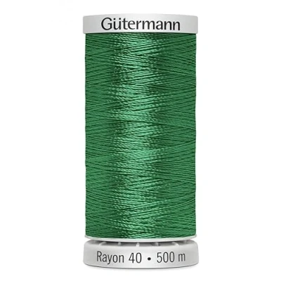 Image of Gutermann No 40 Sulky Rayon Embroidery Thread 500m 1101 Green Each