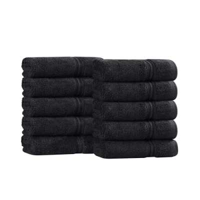 Image of Superior Towel Set, Cotton, Black, Washcloth (10 Pack)