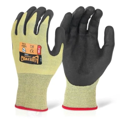 Image of beeswift Glovezilla Nitrile Coated Palm Glove Cut Proof/Tear Resistance Safety Gloves Personal Protective Equipment Work PPE Workwear Yellow Large