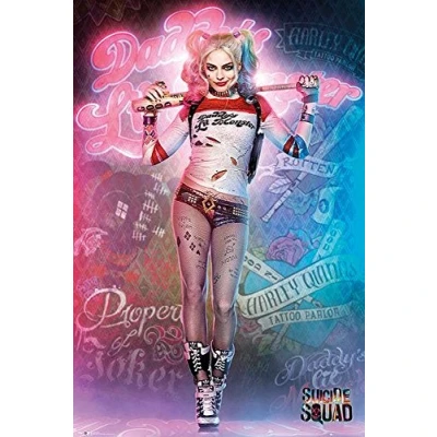 Image of Close Up Suicide Squad poster Harley Quinn Stand (61cm x 91,5cm) + 1 pair of black hangers