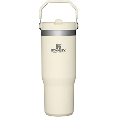 Image of Stanley IceFlow Stainless Steel Tumbler with Straw, Vacuum Insulated Water Bottle for Home, Office or Car, Reusable Cup Straw Leakproof Flip (Cream)