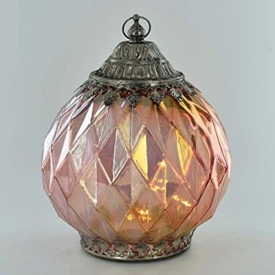 Image of LED Lantern Pink Battery Powered Gift Idea H19cm