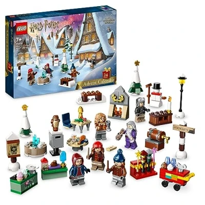 Image of LEGO 76418 Harry Potter Advent Calendar 2023 with 24 Gifts including 18 Hogsmeade Village Mini Builds and 6 Minifigures, Christmas Countdown Toys for Kids, Girls, Boys Fans