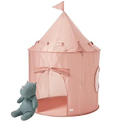 Image of 3 Sprouts Kids Play Tent Sustainable Recycled Fabric Fun Spacious Childs Playhouse for Indoor Games Boys &amp; Girls Durable Fort Pop Up House Toddlers Children Age 10 Pink