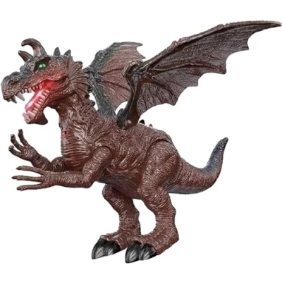 Image of SDMAX Electric Dinosaurs Toy, Battery Operated, Light Up Eyes, Easy To Control, ABS Plastic, Realistic Design, Safe For Kids Ages 3 Years and Above, Brown