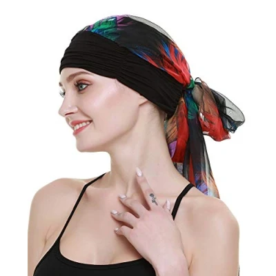 Image of Chemo Turbans Headwear for Cancer Patients Print Head Scarfs Caps Rainbow