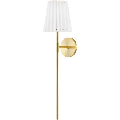 Image of Demi 1 Light Wall Sconce Aged Brass with White Shade