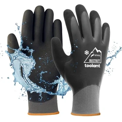Image of Waterproof Winter Gloves, Thermal Work Gloves for Cold Weather, Touchscreen, Super Grip, Gardening, Fishing, Car Washing, Freezer Grey, XX Large