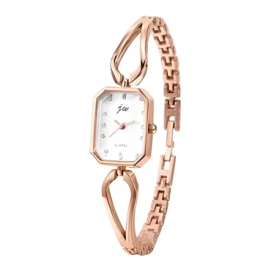 Image of JewelryWe Womens Bracelet Watch Silver/Gold Tone Geometric Wristwatch Analog Rhinestone Quartz Bangle