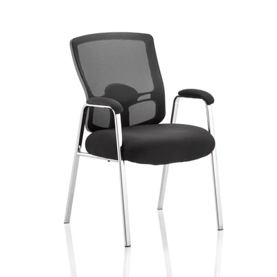 Image of Portland BR000115 Visitor Fabric Chair with Mesh Back and Arms Black